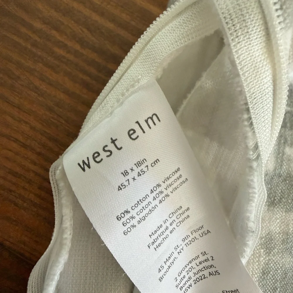 West Elm White and Gray 18x18 Throw Pillow Covers